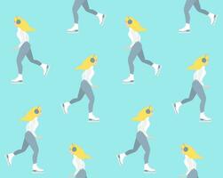 Vector seamless pattern of flat woman on ice skate