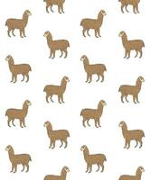 Vector seamless pattern of brown sketch llama