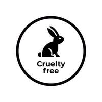 animal crueldad gratis circulo icono. no probado en animales con Conejo silueta etiqueta. vector ilustración.