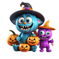 contento Halloween giorno clipart, Halloween mostri personaggi, generativo ai png