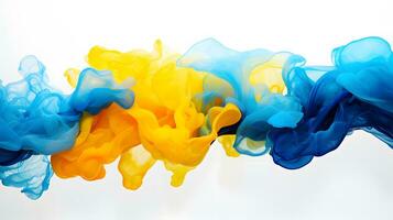 muy lleno más allá límites - amarillo y azul abstracto, generado ai fusión foto
