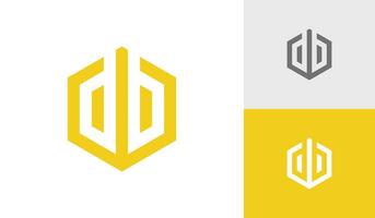 Letter DB initial hexagon logo design vector