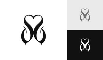 letra ss con corazón logo diseño vector