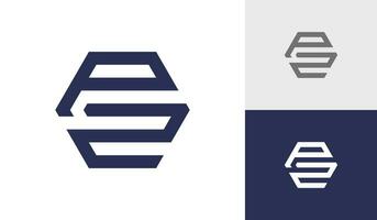 Letter P2 hexagon logo design vector