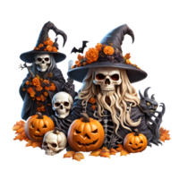 Halloween Monsters Clipart, Happy Halloween Day Composition, Generative AI png