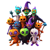 glücklich Halloween Tag Clip Art, Halloween Monster Figuren, generativ ai png