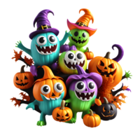 contento Halloween giorno clipart, Halloween mostri personaggi, generativo ai png