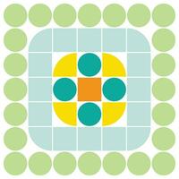 Seamless geometric pattern with circles and squares. Vector illustration.