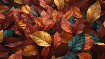 de otoño pequeño verde hojas arriba cerca - generado ai Disparo foto