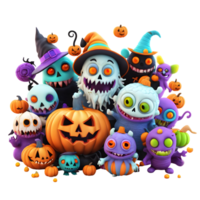 Halloween Monster Clipart, Happy Halloween Day Design, Generative AI png