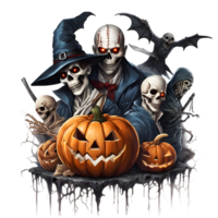 Halloween Monsters Clipart, Happy Halloween Day Composition, Generative AI png