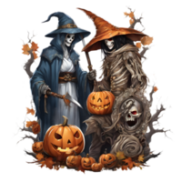 Halloween Monsters Clipart, Happy Halloween Day Composition, Generative AI png