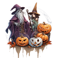 Halloween Monsters Clipart, Happy Halloween Day Composition, Generative AI png