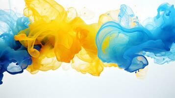 resumen explosión - amarillo y azul radiante colisión, generado ai diseño foto