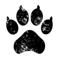 Grunge Dog paw print icon symbol. Vector illustration