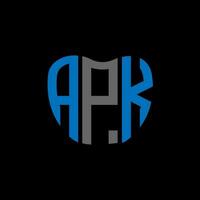 APK letter logo creative design. APK unique design. vector