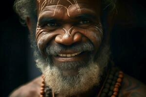 Papuasia isleño guerrero hombre. generar ai foto
