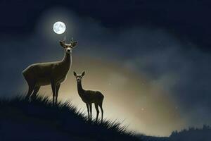 Deer fawn moon. Generate Ai photo