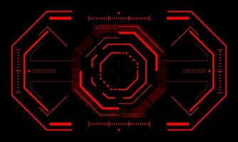 HUD sci-fi interface screen view red geometric design virtual reality futuristic technology creative display on black vector