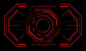 HUD sci-fi interface screen view red geometric design virtual reality futuristic technology creative display on black vector