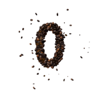 Coffee text typeface out of coffee beans isolated the character 0 png