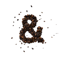 Coffee text typeface out of coffee beans isolated the character ampersand png