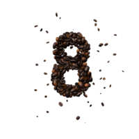 koffie tekst lettertype uit van koffie bonen geïsoleerd de karakter 8 png