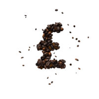 Coffee text typeface out of coffee beans isolated the character gbp png