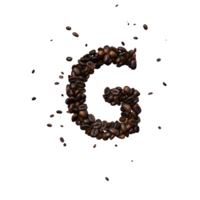 Coffee text typeface out of coffee beans isolated the character g png