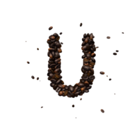 kaffe text typsnitt ut av kaffe bönor isolerat de karaktär u png