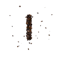 Coffee text typeface out of coffee beans isolated the character i png