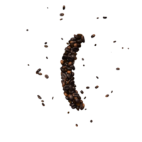 Coffee text typeface out of coffee beans isolated the character bracket png