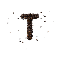 Coffee text typeface out of coffee beans isolated the character t png