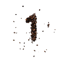 Coffee text typeface out of coffee beans isolated the character 1 png
