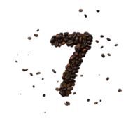 koffie tekst lettertype uit van koffie bonen geïsoleerd de karakter 7 png