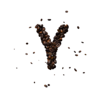 koffie tekst lettertype uit van koffie bonen geïsoleerd de karakter y png