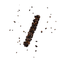 kaffe text typsnitt ut av kaffe bönor isolerat de karaktär snedstreck png