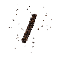 Coffee text typeface out of coffee beans isolated the character slash png