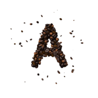 Coffee text typeface out of coffee beans isolated the character a png