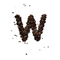 Coffee text typeface out of coffee beans isolated the character w png