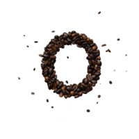 Coffee text typeface out of coffee beans isolated the character o png