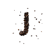 koffie tekst lettertype uit van koffie bonen geïsoleerd de karakter j png