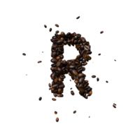 Coffee text typeface out of coffee beans isolated the character r png