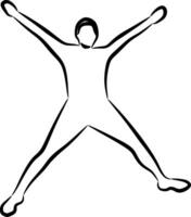 a simple line drawing of someone jumping vector