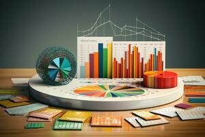datos analítica, negocio Estadísticas. negocio analítica concepto. cartas y gráficos para negocio contabilidad y análisis. foto