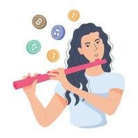 Trendy Playing Flute vector