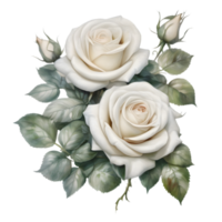 watercolor roses and leaves in a fantasy style. AI-Generated. png