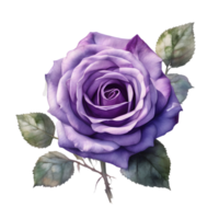 watercolor roses and leaves in a fantasy style. AI-Generated. png