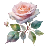 watercolor roses and leaves in a fantasy style. AI-Generated. png