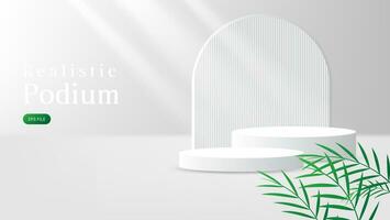 3d white podium for product display presentation. vector illustration